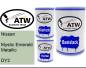 Preview: Nissan, Mystic Emerald Metallic, DY2: 500ml Lackdose + 500ml Klarlack + 250ml Härter - Set, von ATW Autoteile West.